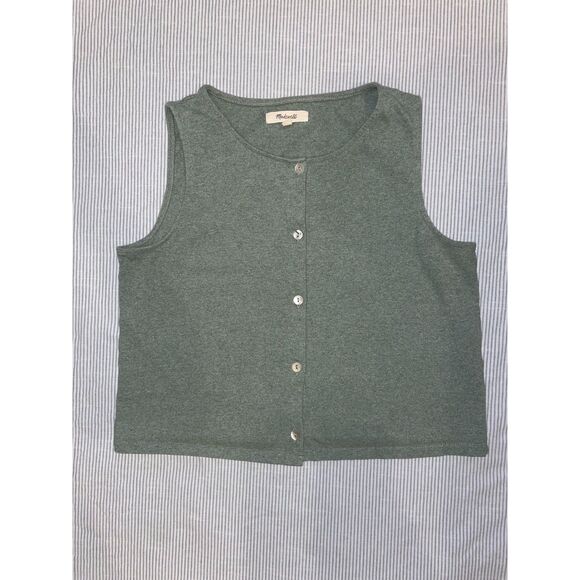 Madewell Light Green Cropped Front Button Top - Size XS - Picture 1 of 3